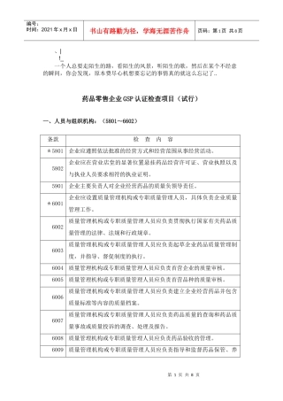 abfqohr药_品零售企业GSP认证检查项目(试行)