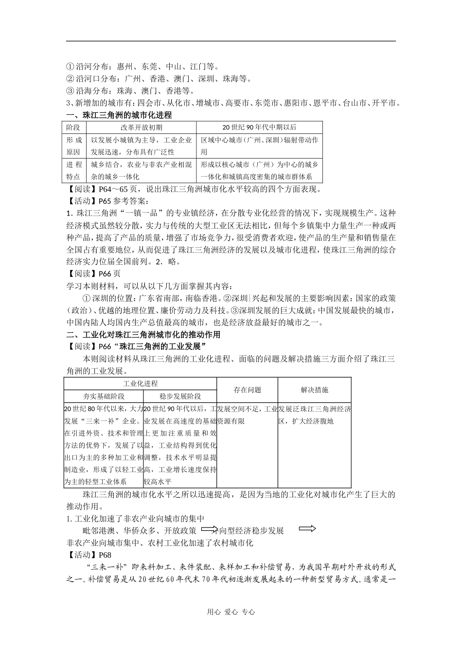 高中地理：2.6 区域工业化与城市化进程—以珠江三角洲为例 教案（1）（湘教版必修3）_第3页