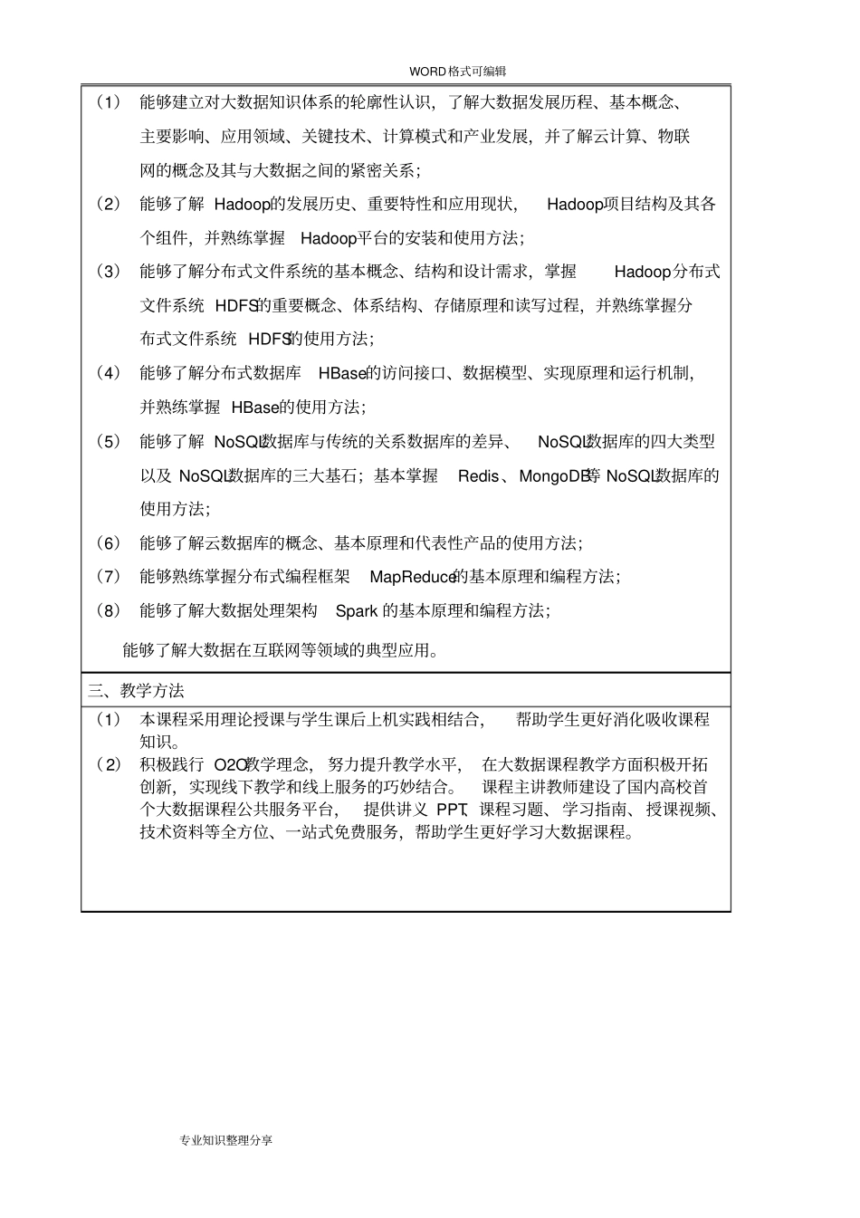 (林子雨_2018年新版_大数据技术原理和应用)厦门大学本科课程教学大纲_第2页