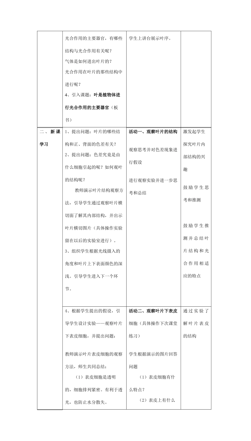七年级生物上册 第5章 第1节 叶是植物体进行光合作用的主要器官教案 北师大版-北师大版初中七年级上册生物教案_第3页