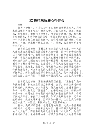 XX榜样观后感心得体会