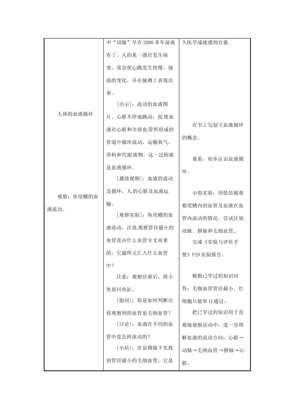 辽宁省辽阳市第九中学七年级生物下册 第十章 第二节 人体的血液循环（第二课时）教案 苏教版_第3页