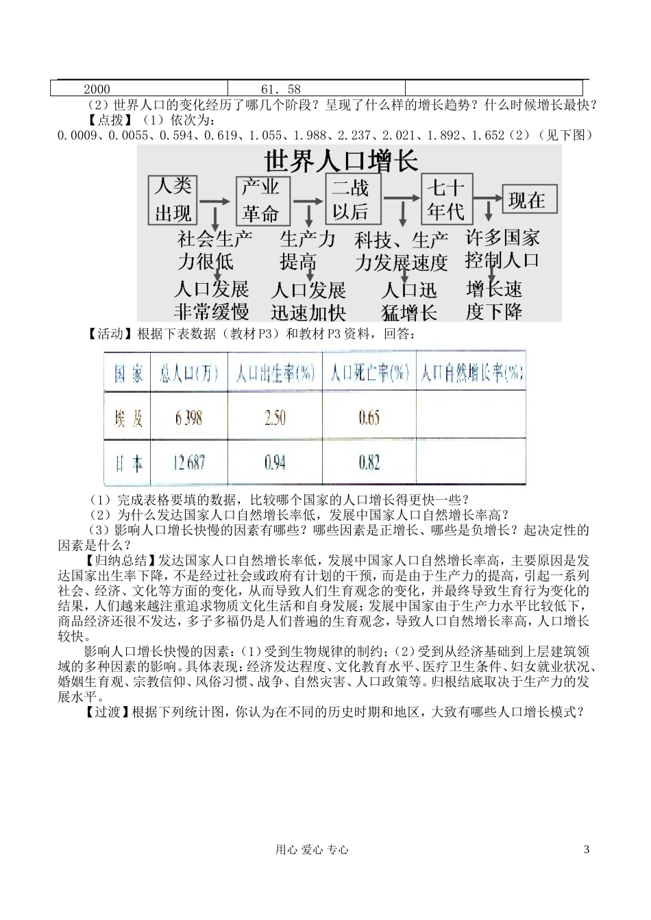 高中地理 1.1 人口增长模式教案 湘教版必修2_第3页
