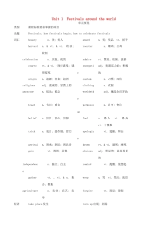 高中英语 Unit1 Festivals around the world Period 1Warming up and Reading优秀教案 新人教版必修3