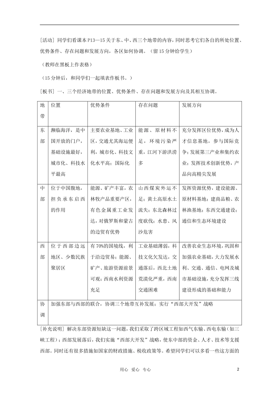 高中地理 1.4《三个经济地带的特征、差异与发展》教案 旧人教版选修2_第2页
