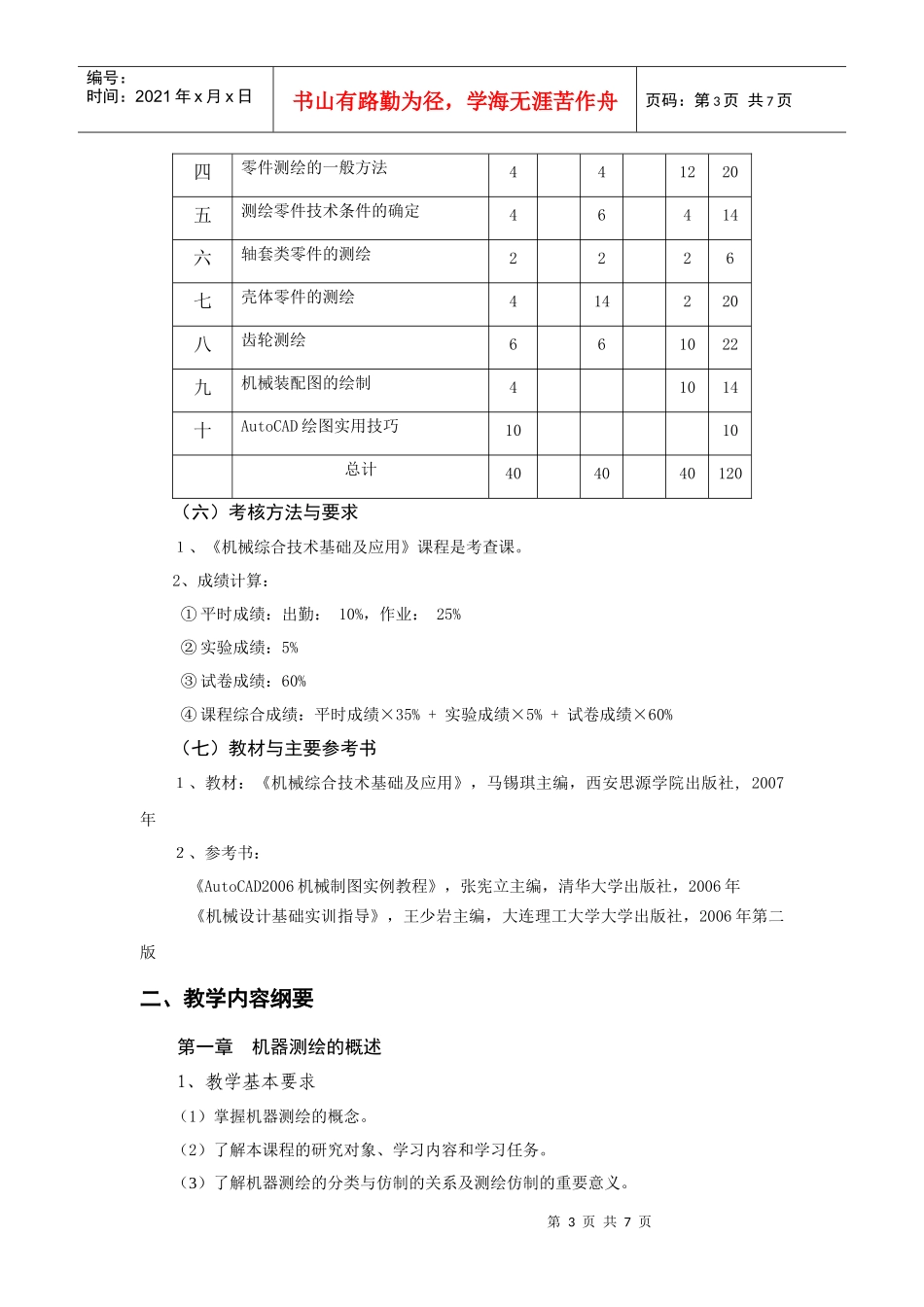 《机械综合技术基础及应用》A高职教学大纲_第3页