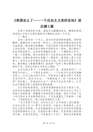 《美国怎么了——一个自由主义者的良知》读后感5篇