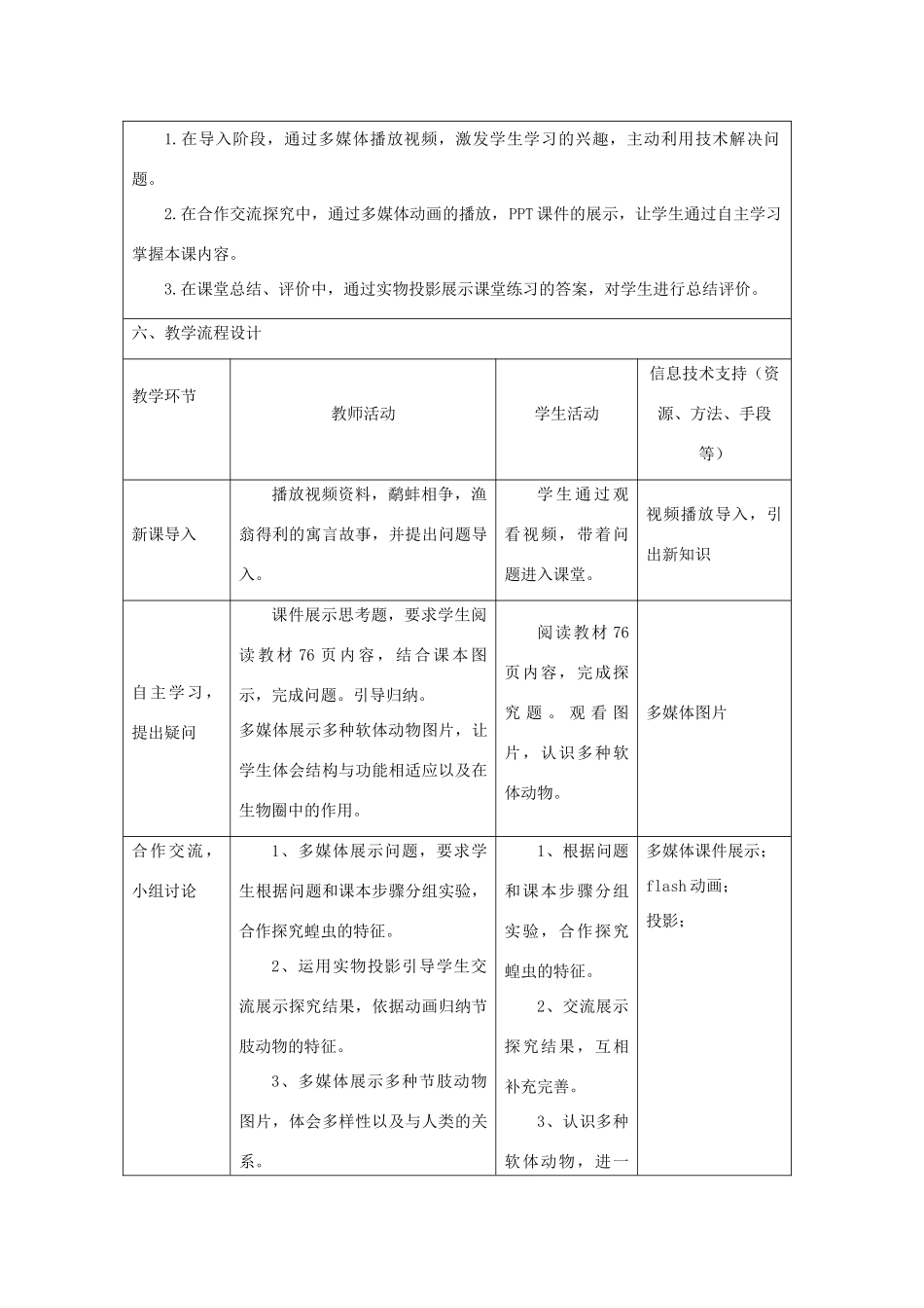 七年级生物上册 2.2.1《无脊椎动物的主要类群》第二课时教案 （新版）济南版-（新版）济南版初中七年级上册生物教案_第2页