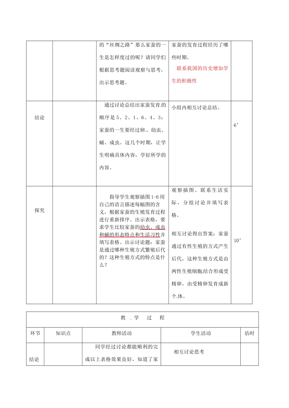 山东省临沭县第三初级中学八年级生物下册 昆虫的生殖和发育教案 新人教版_第3页