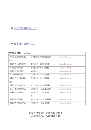 上海环球金融中心高层建筑灭火救援预案模板