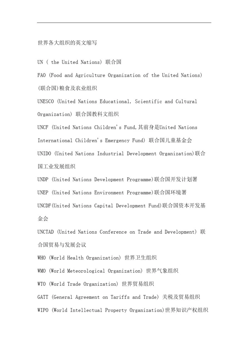 世界各大组织的英文缩写_第2页