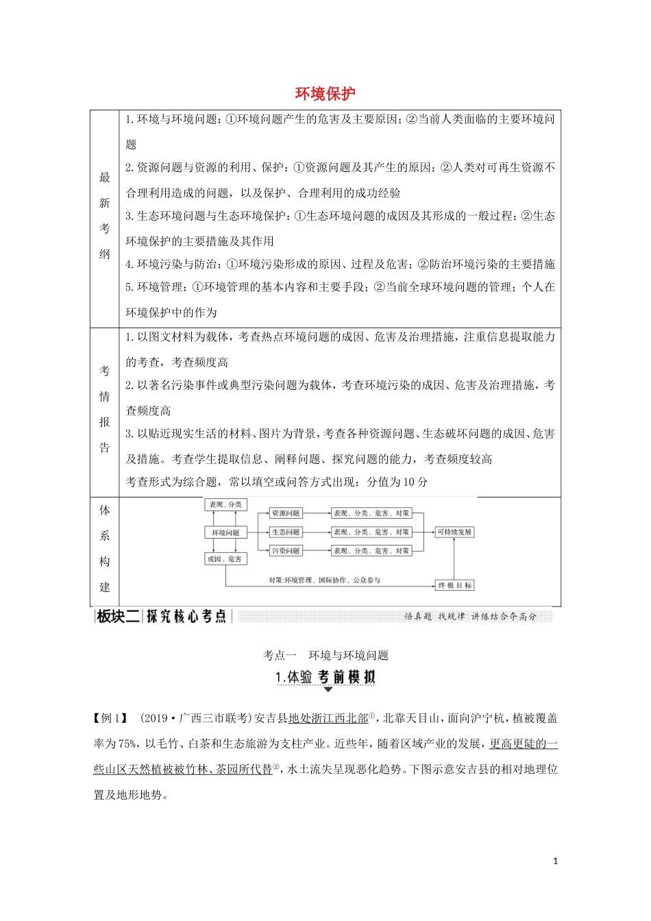 （江苏专用）高考地理总复习 环境保护教案（含解析）新人教版选修6-新人教版高三选修6地理教案_第1页