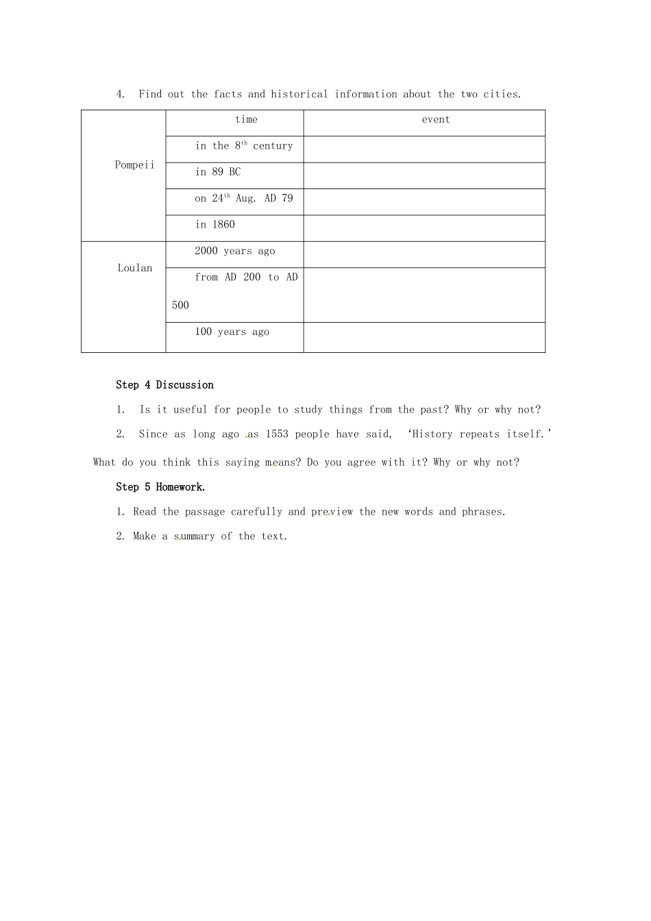 高中英语 Unit 3 Back to the past Reading教案 牛津译林版必修3-牛津版高一必修3英语教案_第2页