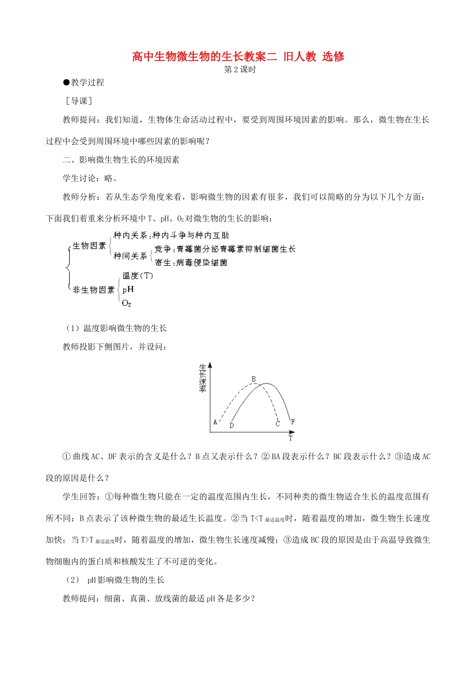 高中生物微生物的生长教案二 旧人教 选修_第1页