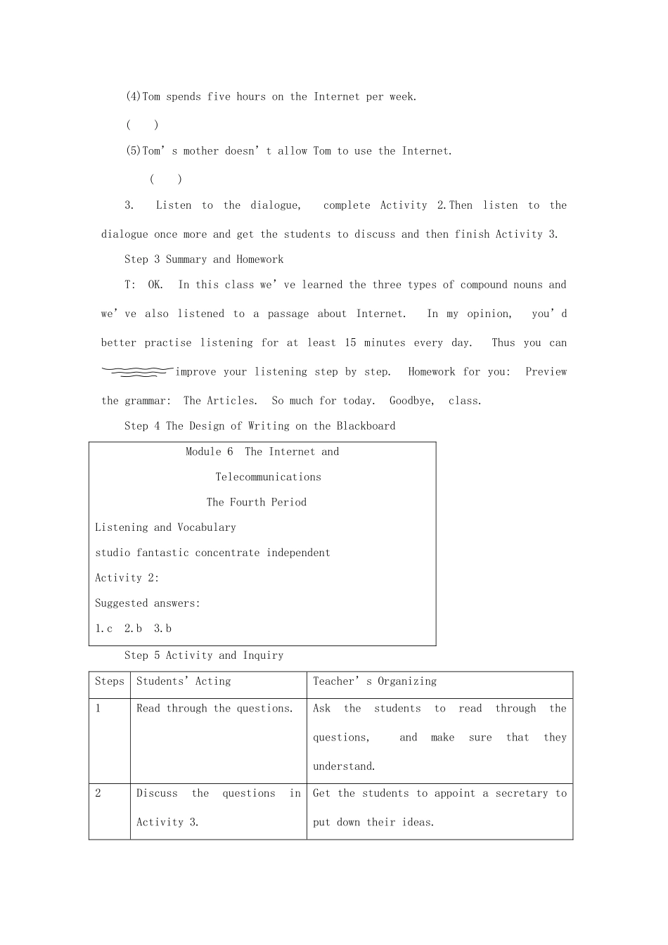 高中英语 Module 6 4th period教案 外研版必修1_第3页