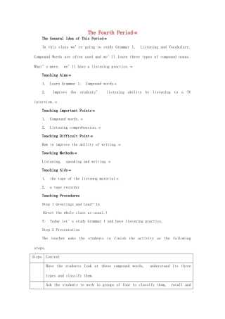 高中英语 Module 6 4th period教案 外研版必修1