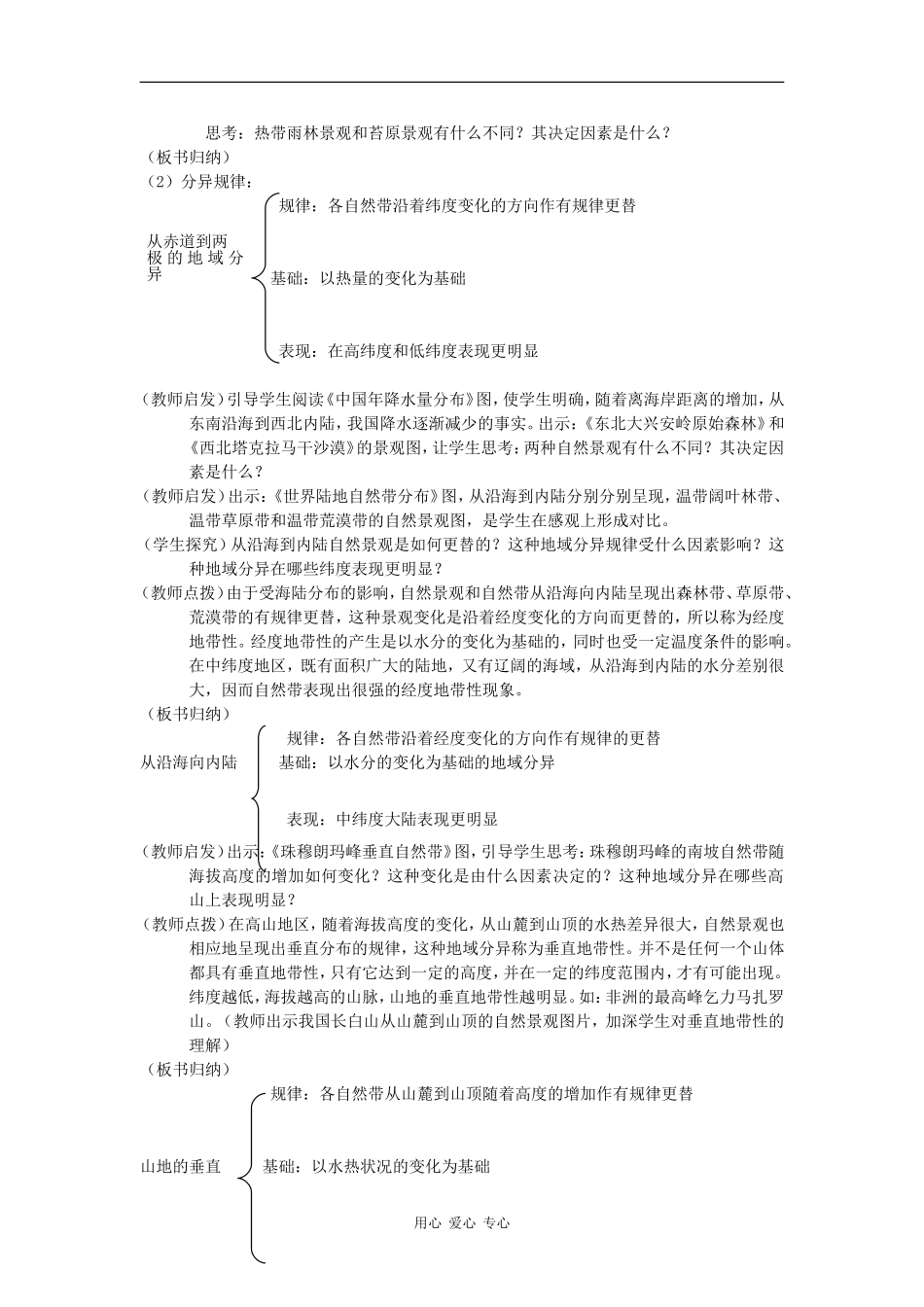 高中地理：地理环境的整体性和地域分异 教案 中图版必修1_第3页