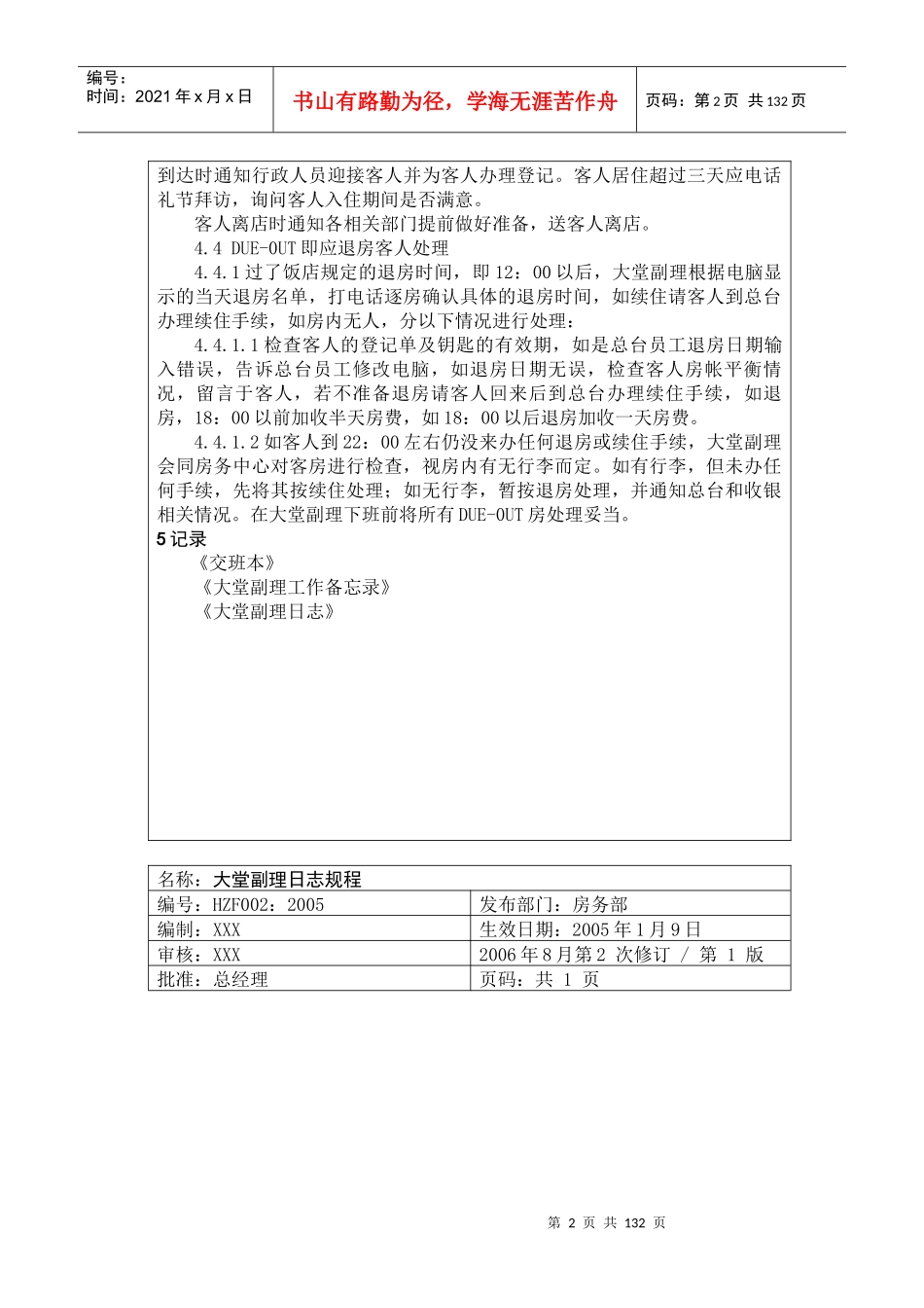 XX饭店前厅部操作规程_第2页