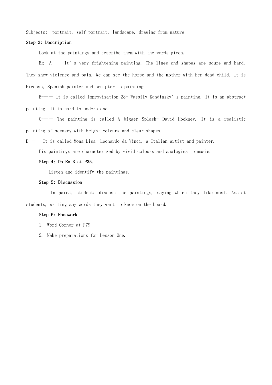 高中英语 Unit 6 Design Lesson 1 A Matter of Taste B教案1 北师大版必修2-北师大版高一必修2英语教案_第2页