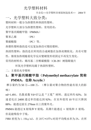 光学塑料材料
