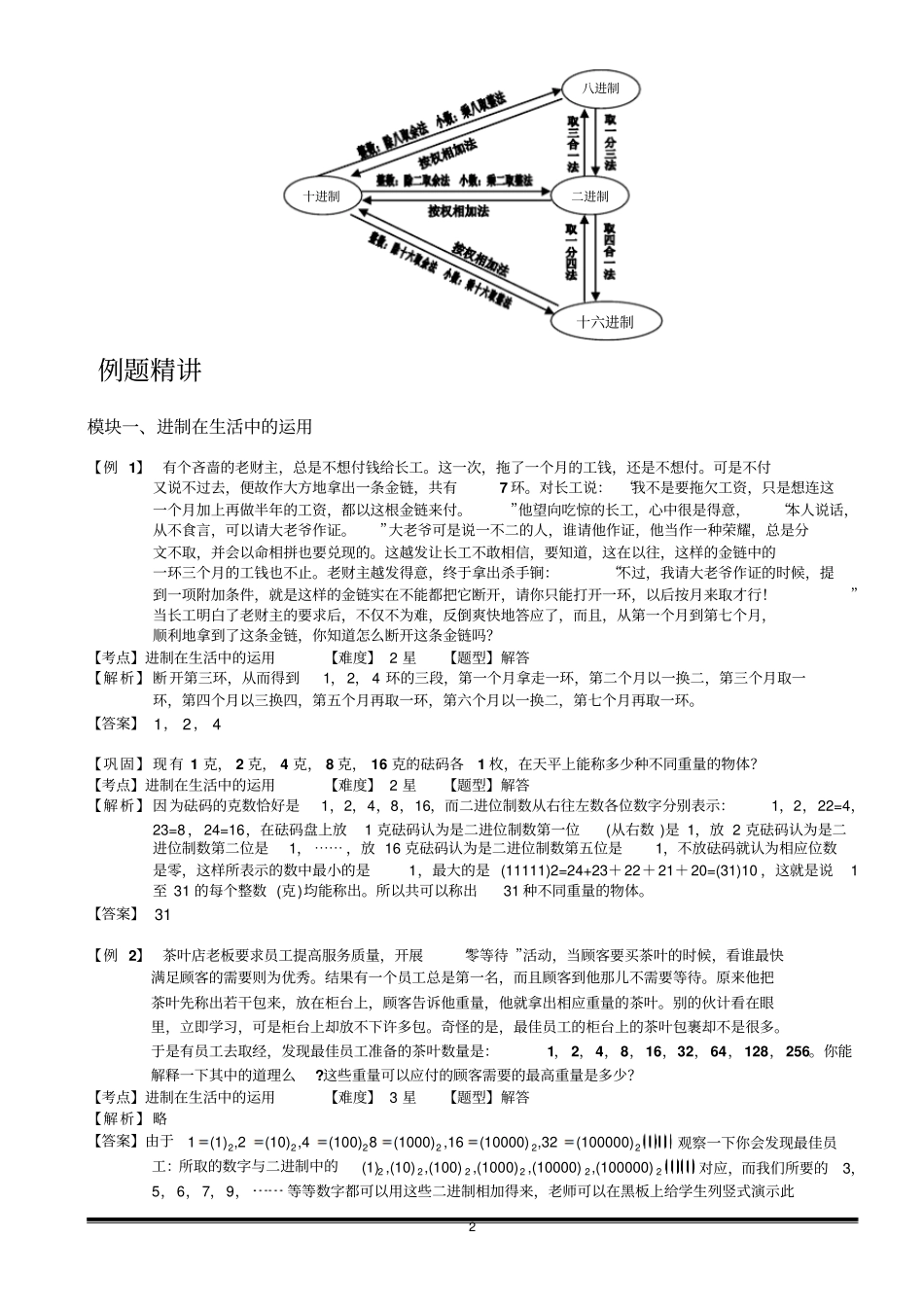 小学思维数学讲义：进制的应用-带详解_第2页