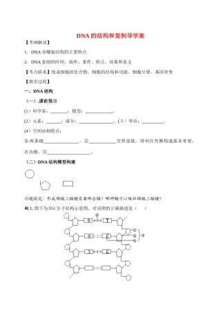 高中生物DNA结构和复制导教案人教版必修二