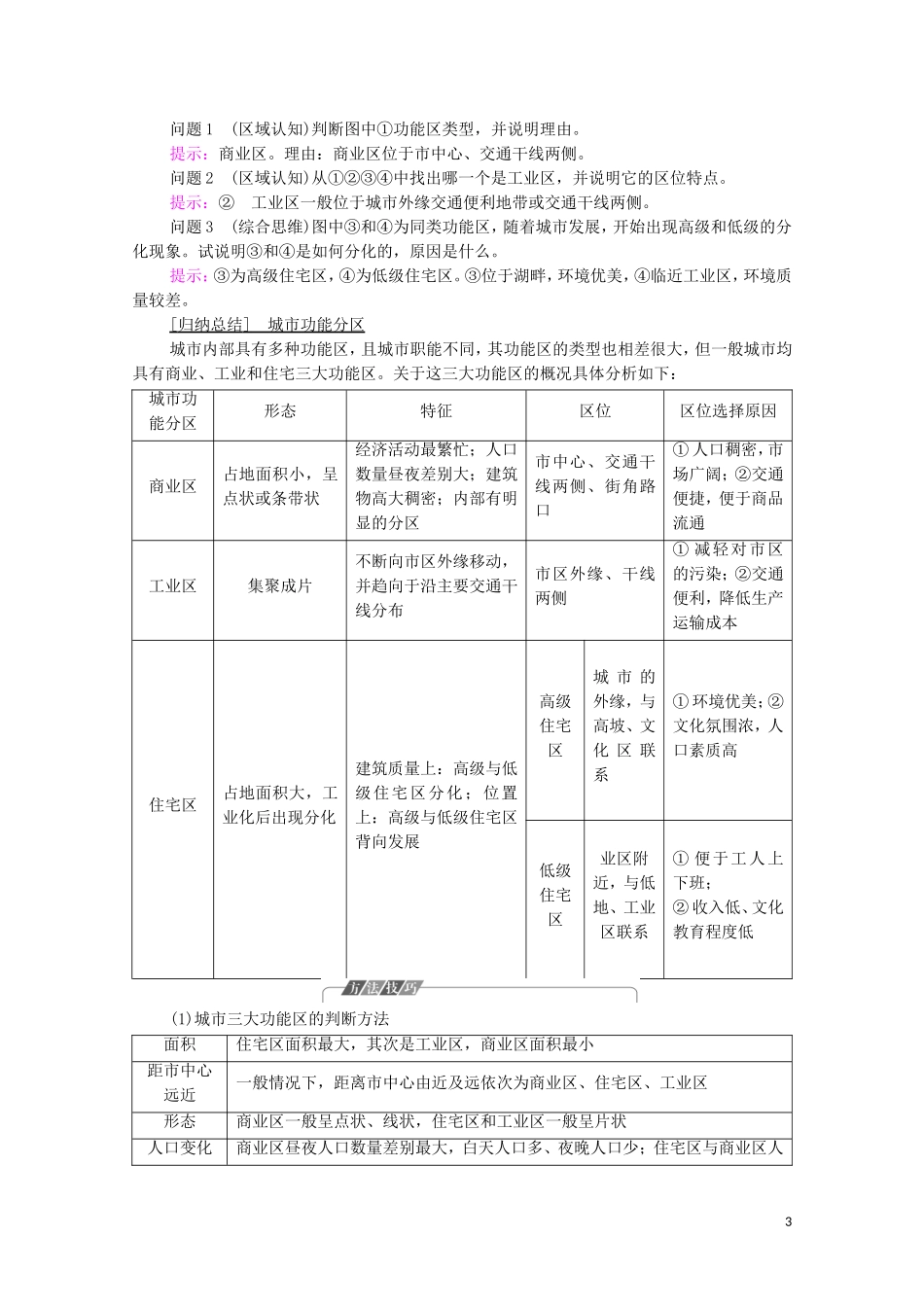 高中地理 第2章 城市的空间结构与城市化 第1节 城市的空间结构教案 中图版必修2-中图版高中必修2地理教案_第3页