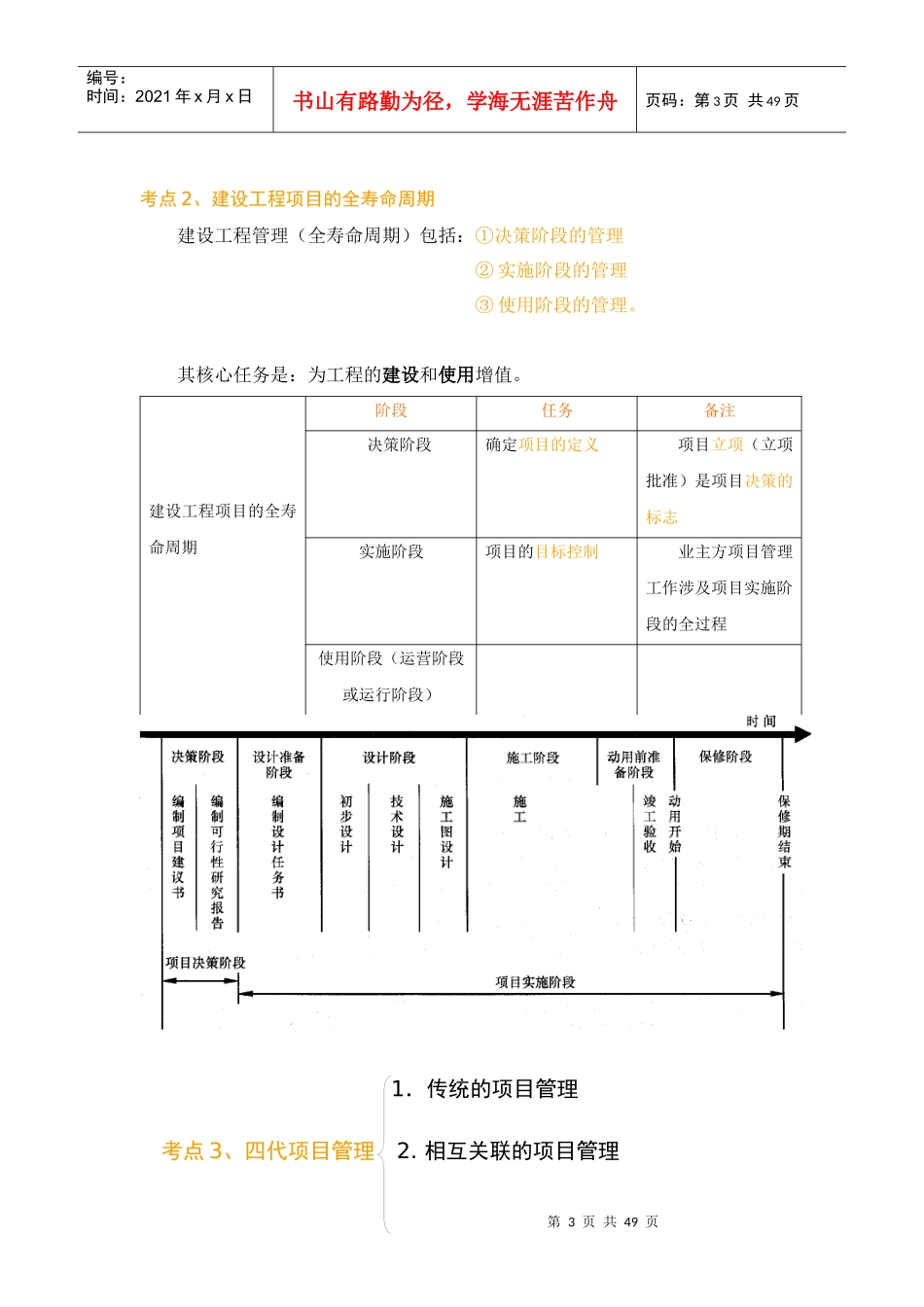 XXXX一级建造师《建设工程项目管理》考点总结(表格版)_第3页