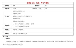 高三生物总复习 细胞的分化、衰老、凋亡与癌变教案-人教版高三全册生物教案
