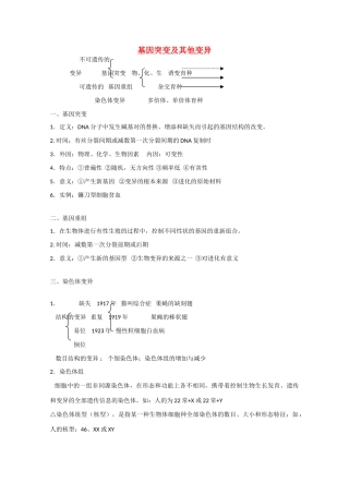 高中生物：第5章 基因突变及其他变异 教案2新人教版必修2