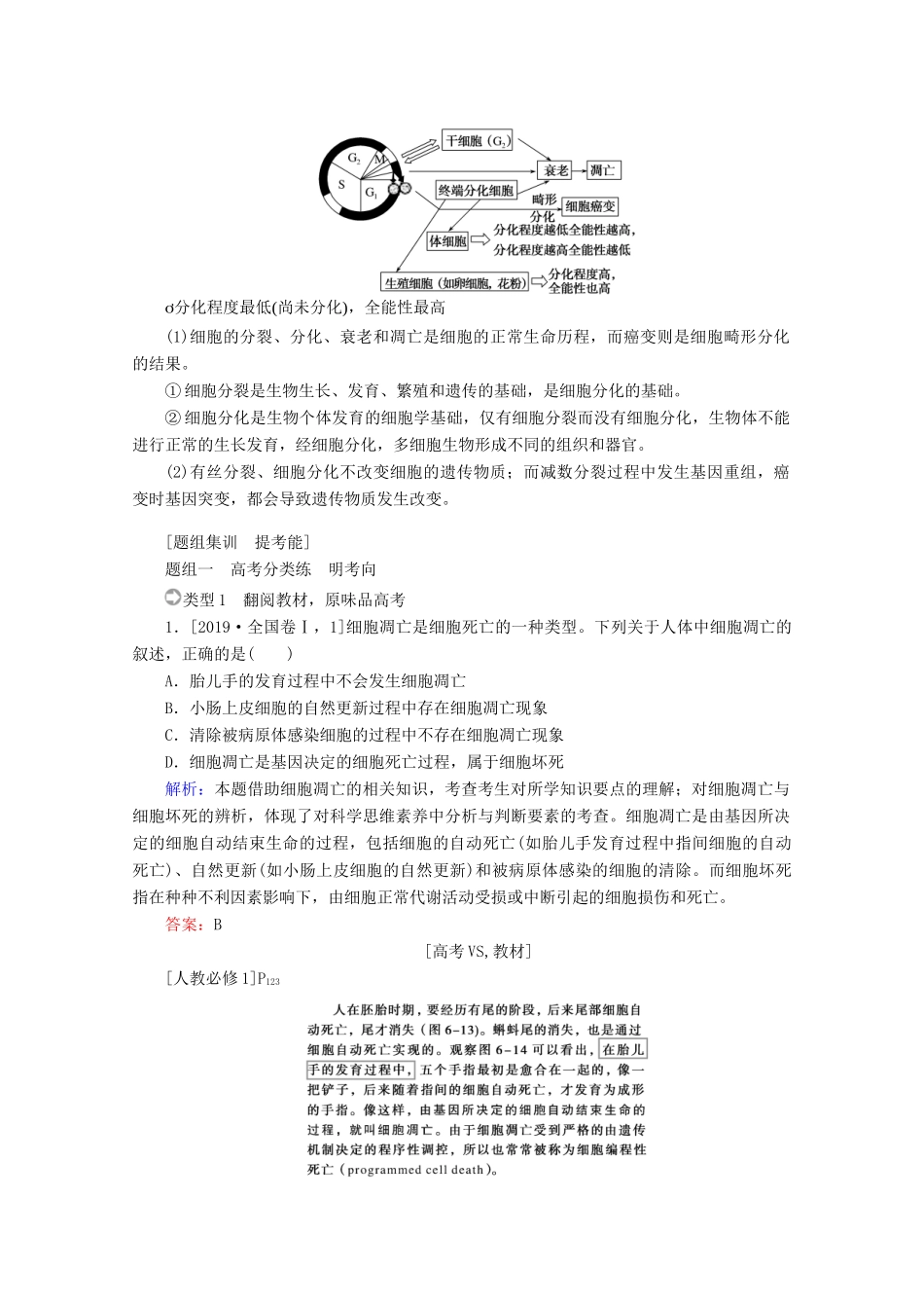 高考生物二轮复习 3.2 细胞的分化、衰老、凋亡和癌变讲义-人教版高三全册生物教案_第3页