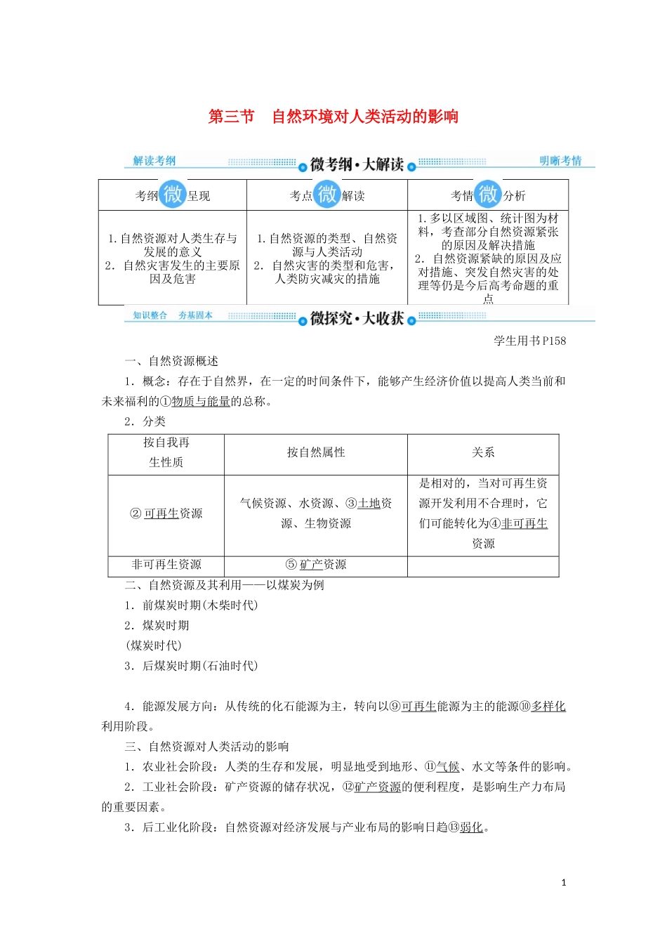 高考地理总复习 第十一章 人类与地理环境的协调发展 第三节 自然环境对人类活动的影响讲义（含解析）新人教版-新人教版高三全册地理教案_第1页