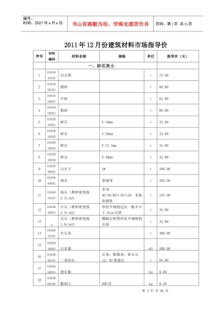 XXXX年12月份徐州建筑材料市场指导价