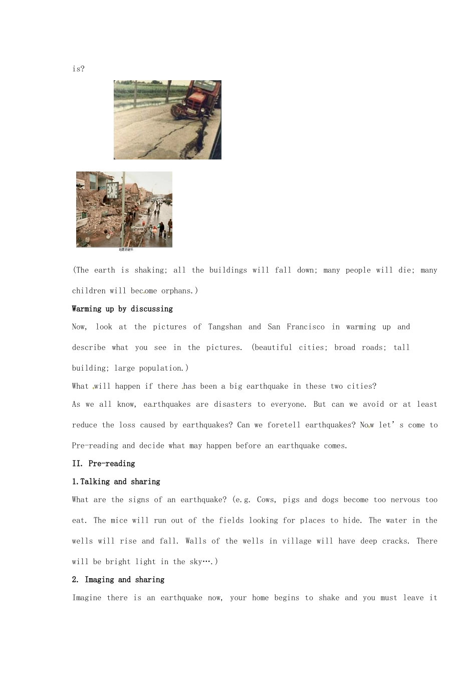 高中英语 Unit4 Earthquakes Period1教案 新人教版必修1-新人教版高一必修1英语教案_第2页