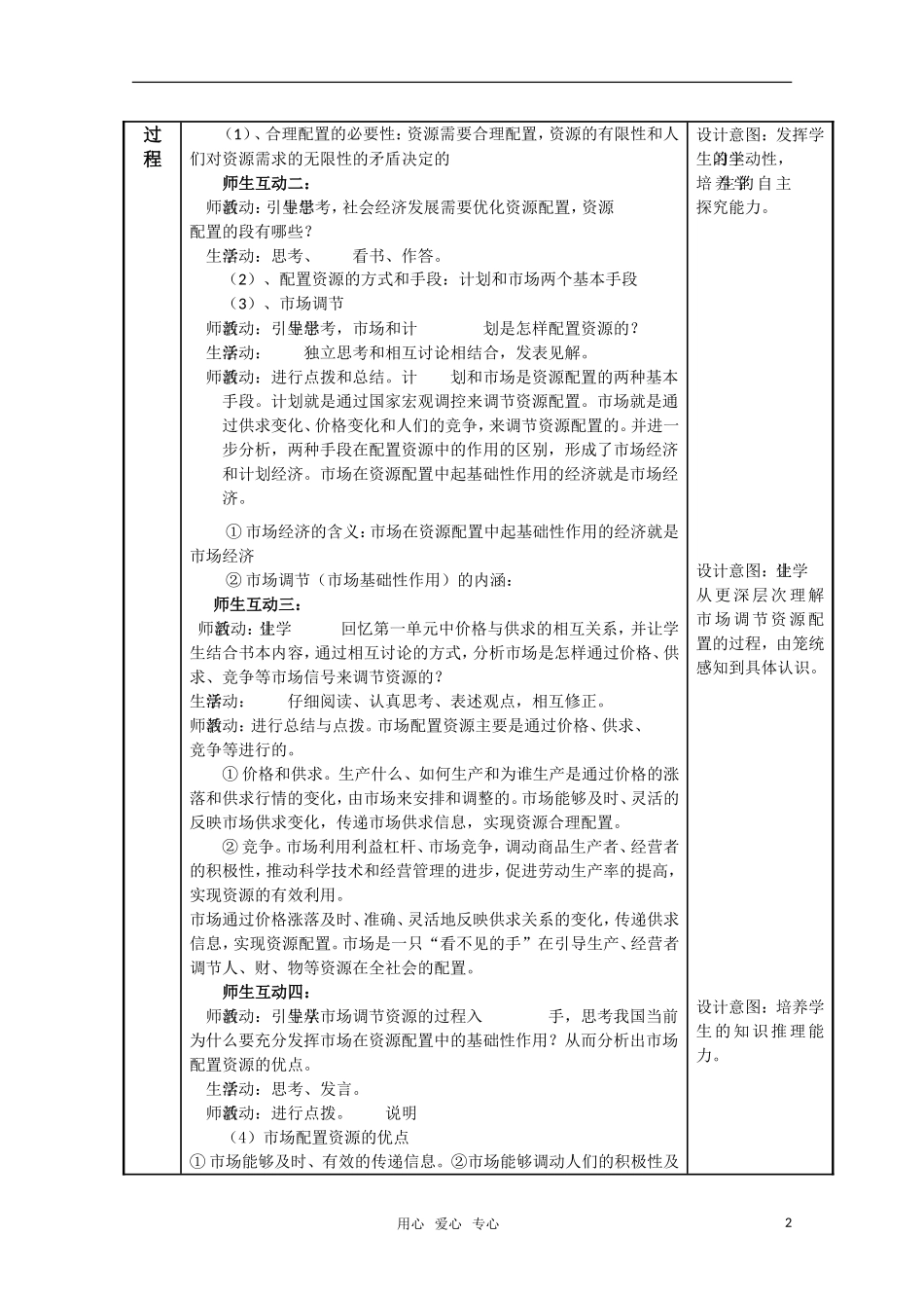 高一政治 市场配置资源 高一精华教案 新人教版_第2页