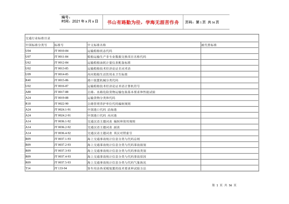 交通行业标准目录_第1页