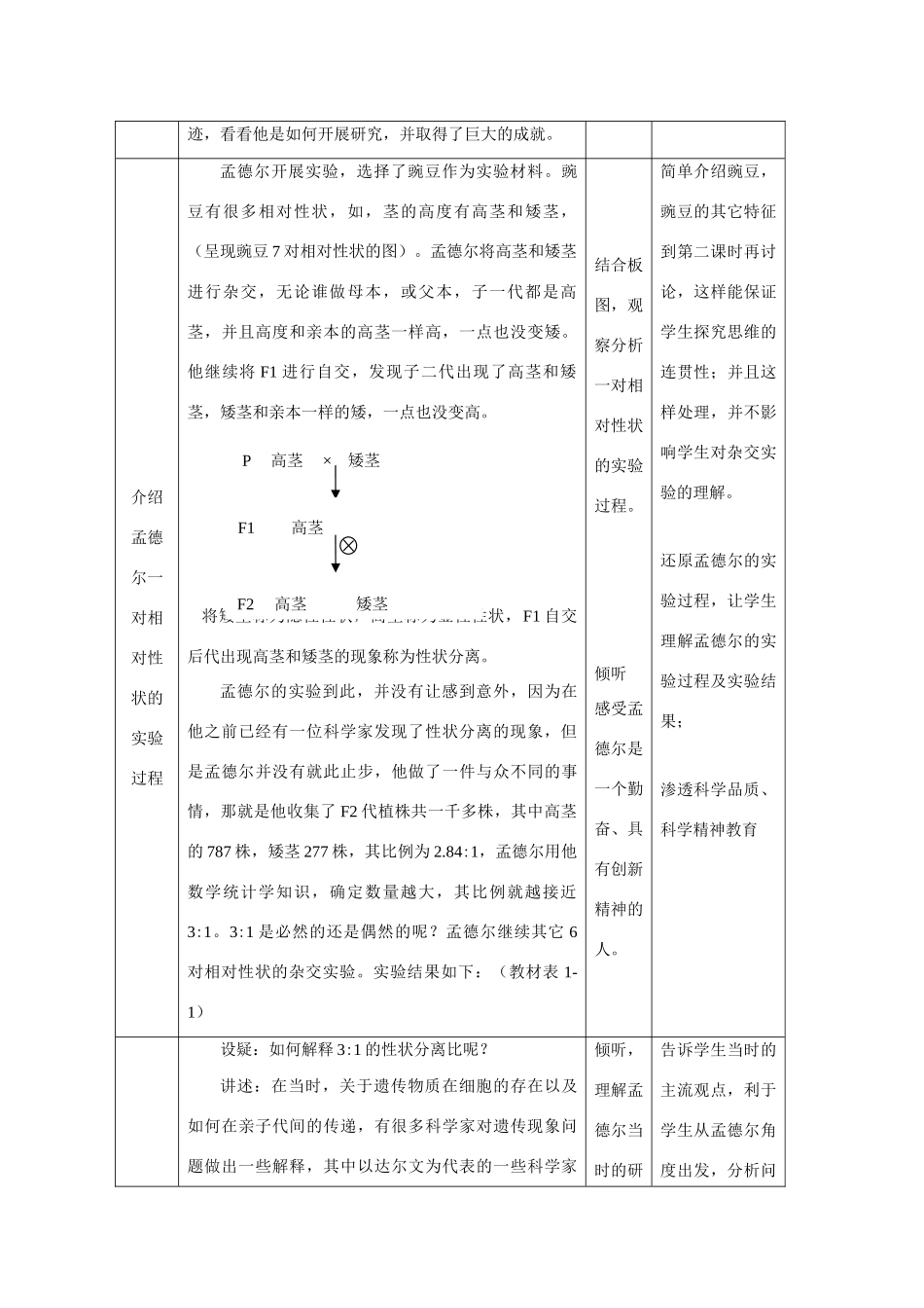 高中生物 第一章第一节 孟德尔的豌豆杂交实验(一)教案 新人教版必修2_第3页