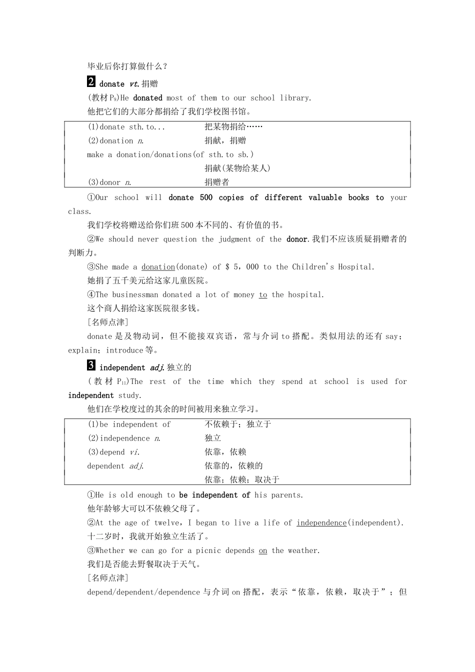 高中英语 Unit1 School life Section Ⅳ Language points（Ⅱ） （Word powerGrammar and usage  Task）教案 牛津译林版必修1-牛津版高中必修1英语教案_第3页