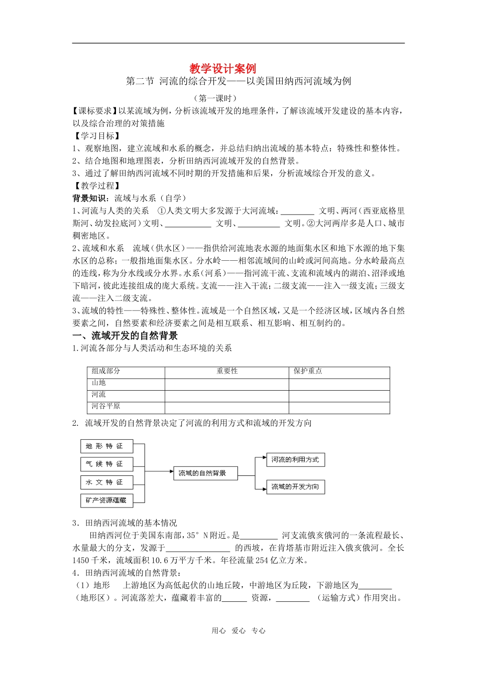 高中地理河流的综合开发教学设计人教版必修三_第1页