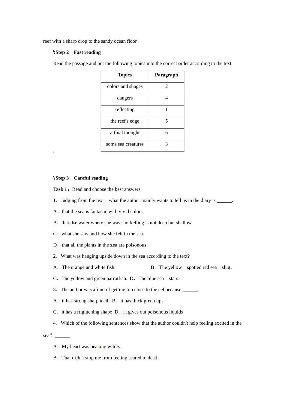 高中英语 Unit3 Under the sea Period 5优秀教案 新人教版选修7_第2页