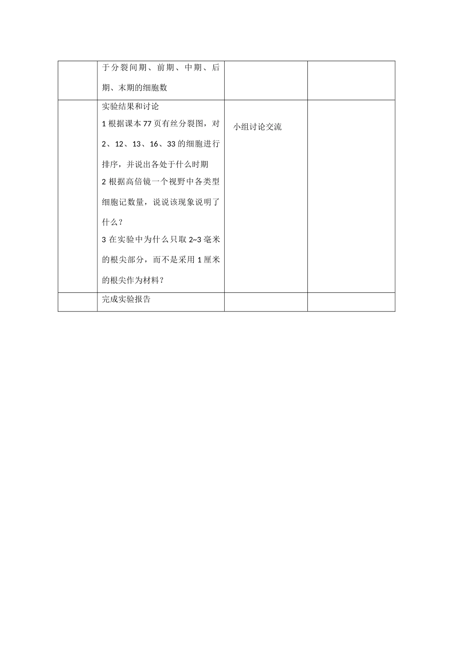 高中生物《植物细胞有丝分裂的观察》教案1 沪科版第三册_第3页