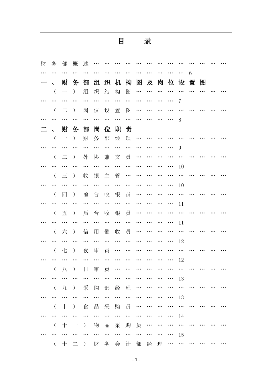 XX酒店财务部管理实务（DOC155）(1)_第1页
