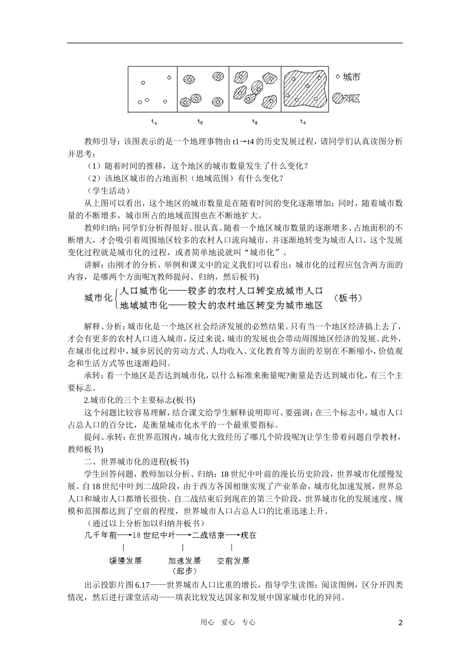 【鼎尖教案】高中地理 第六单元 人类的居住地和地理环境 6.4城市化 人教大纲版选修_第2页