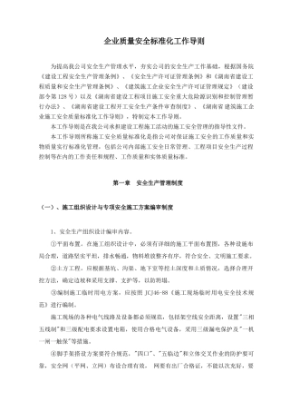 企业安全质量标准化工作导则