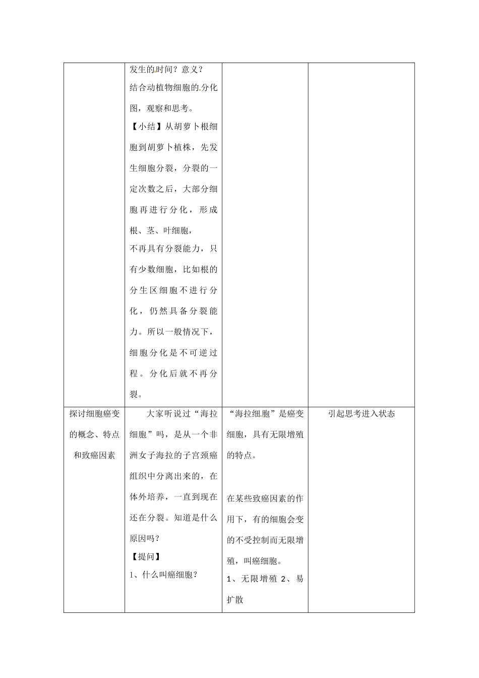 高中生物： 42 细胞的分化（教案）浙科版必修1_第2页