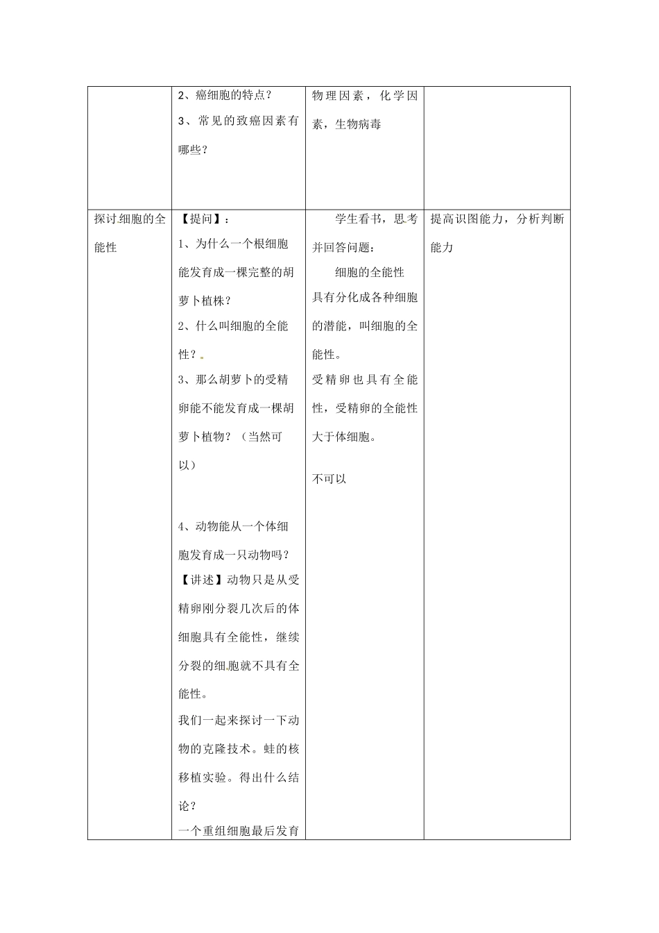 高中生物： 42 细胞的分化（教案）浙科版必修1_第3页