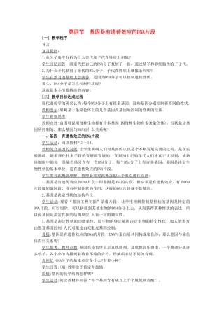 高中生物 《基因是有遗传效应的DNA片段》教案12 新人教版必修2