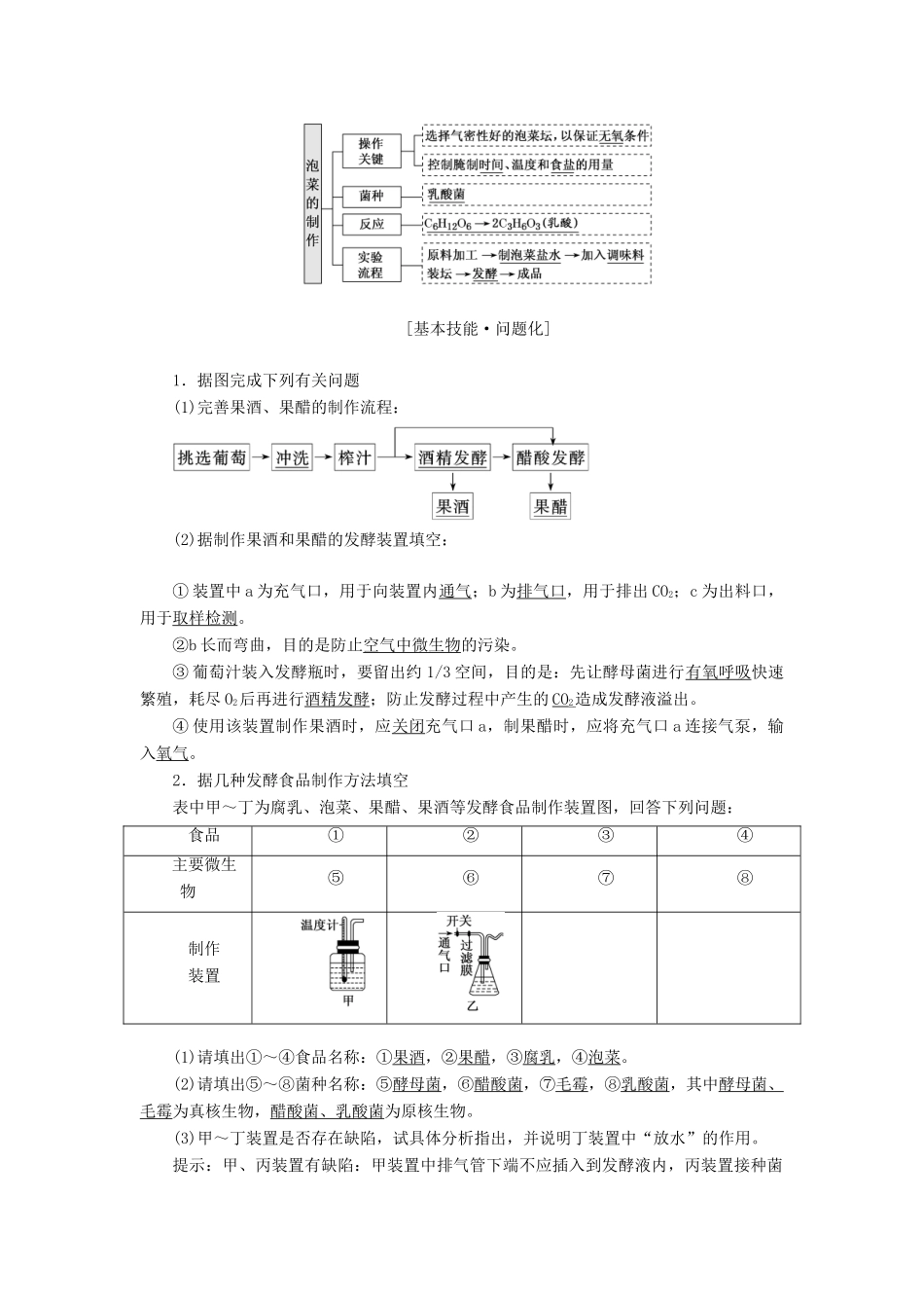 高考生物一轮复习 生物技术实践 第一讲 传统发酵技术的应用精选教案-人教版高三全册生物教案_第2页