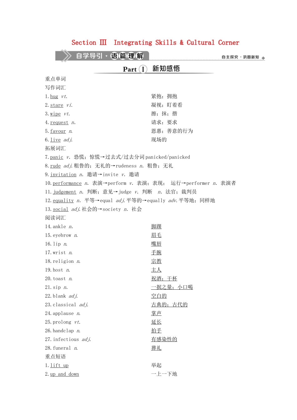 高中英语 Module 3 Body Language and Non-verbal Communication 3 Section Ⅲ Integrating Skills  Cultural Corner教案 外研版必修4-外研版高一必修4英语教案_第1页