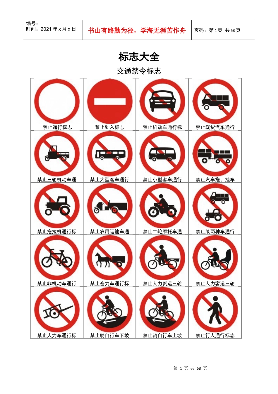 交通标志大全_第1页